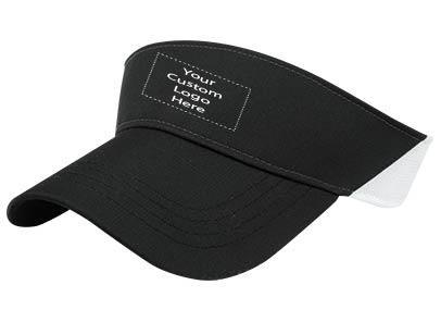 Custom Visor Hats, KW-FH367 Visor Pearl Nylon Performance Fabric with Mesh Back Logo